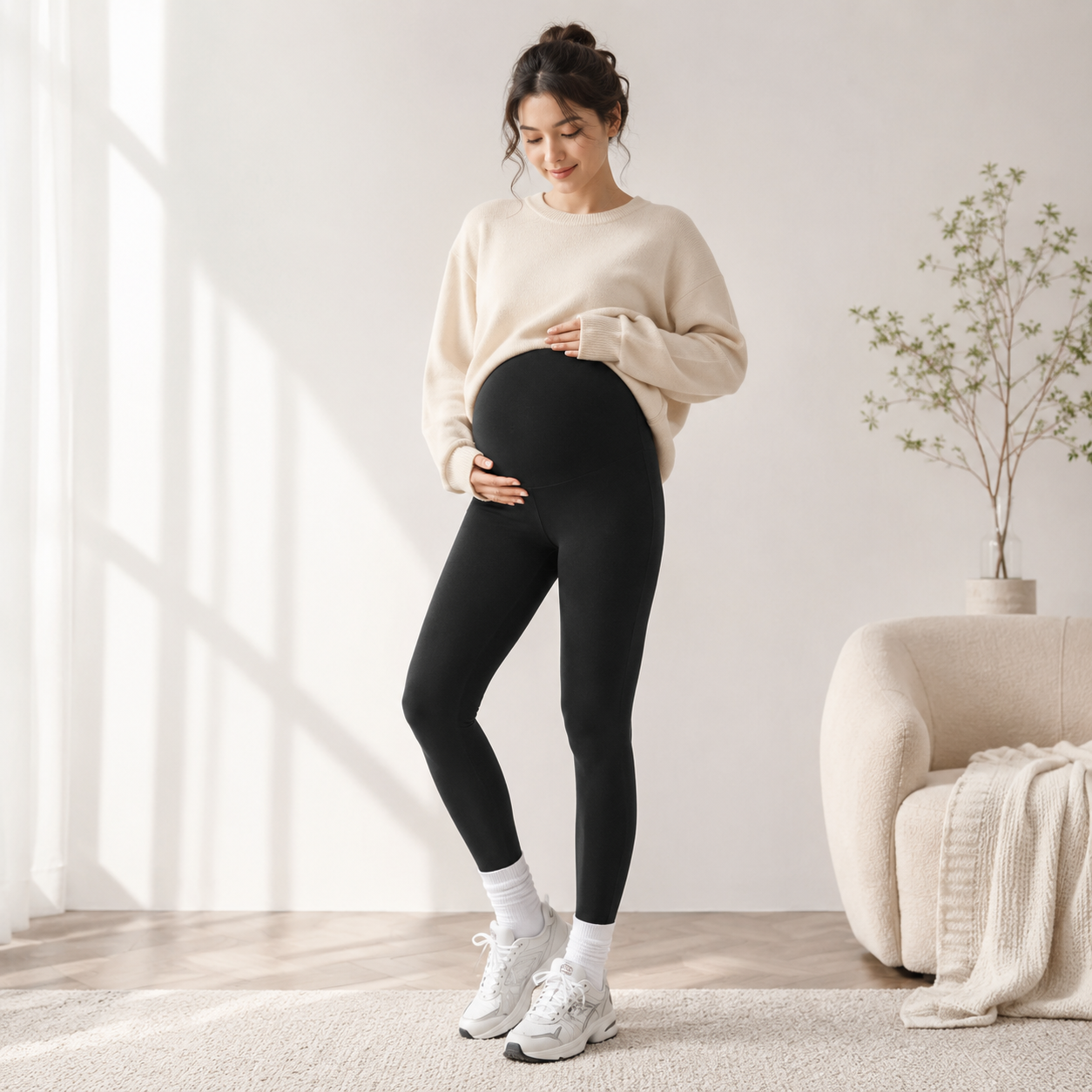 Thermal Fleece Over-Bump Maternity Leggings